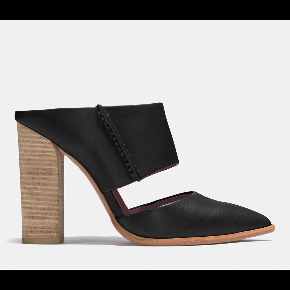 Coach stack heel black Fortune pointed toe mule